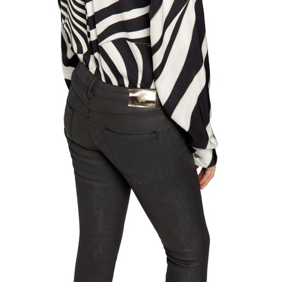 Roberto Cavalli Coated Dark Blue Black Skinny Jeans Size 6 - Picture 4 of 12